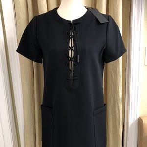 Kendall + Kylie Safari Mini Black Front Tie Dress